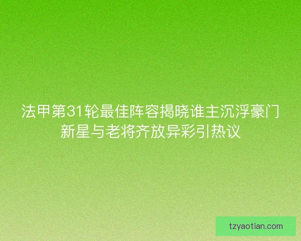 法甲第31轮最佳阵容揭晓谁主沉浮豪门新星与老将齐放异彩引热议