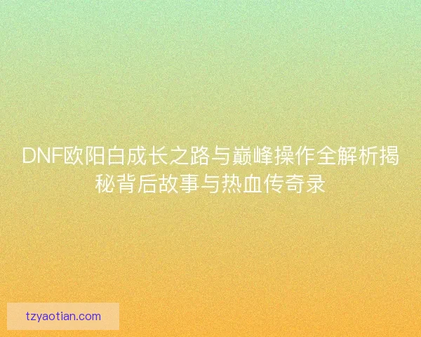 DNF欧阳白成长之路与巅峰操作全解析揭秘背后故事与热血传奇录